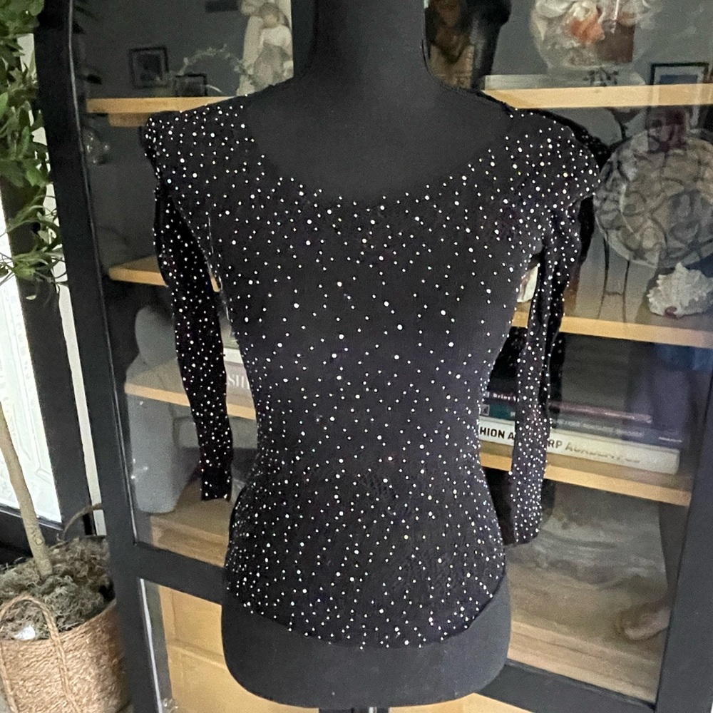 Elegant ZARA Black Sparkling Women's Top XS-S